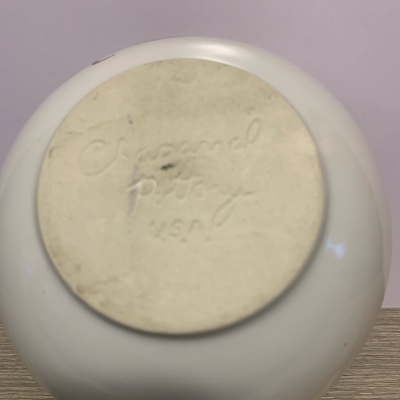 Handmade Chaparral Pottery USA Round Bowl w/Spongeware Rim & Apple Design - Picture 7 of 7